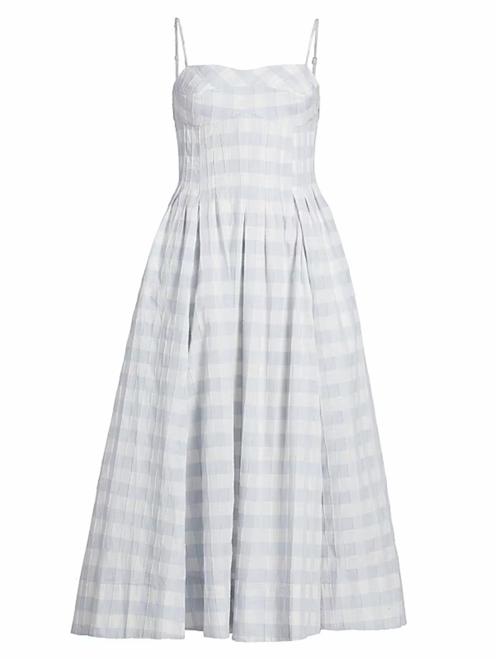Simkhai Kittiya Gingham Midi Dress with Spaghetti Straps